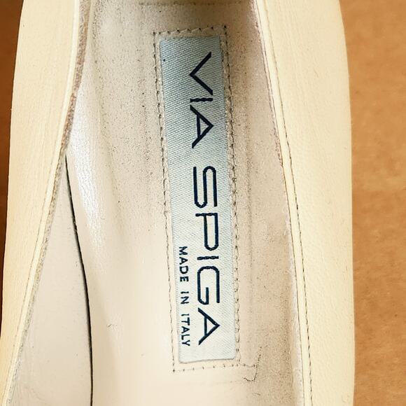 Via Spigia Square Toe Loafer Med Block Heel Butter Yellow Leather Women’s SZ 8 - Picture 3 of 13